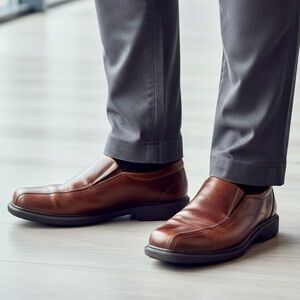 ECCO Men's Helsinki Brown Leather Slip-On Loafer Shoes 44 US 10 10.5